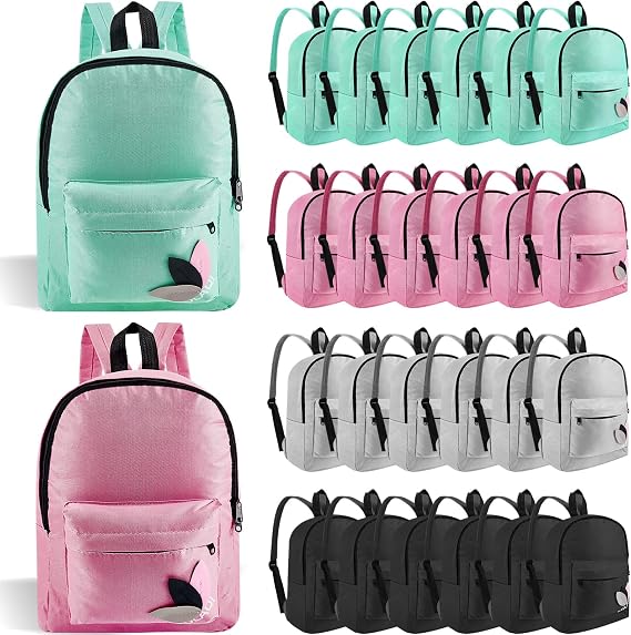 Amylove 24 Pcs 15 Inch School Backpacks, Bulk Book Bags, Macaron