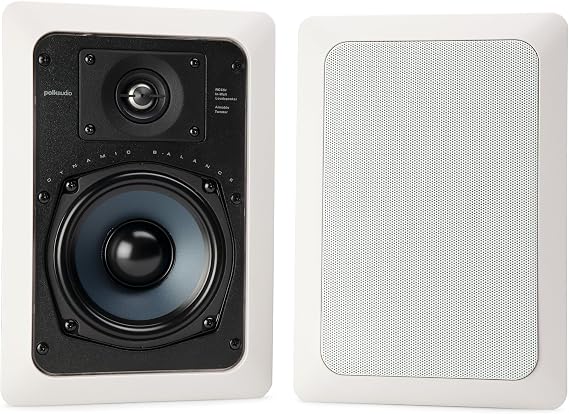 Polk Audio RC55i 2-Way Premium in-Wall 5.25" Home Stereo Speakers | Perfect for Damp and Humid Indoor/Outdoor Placement - Bath, Kitchen, Covered Porches (White, Paintable Grille), 1 Pair