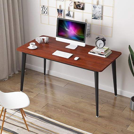 Modern Simple Style Computer Desk with Metal Legs, PC Laptop Study Table Workstation for Home Office(39" W x 29.5" H x 23.6" D, Teak)