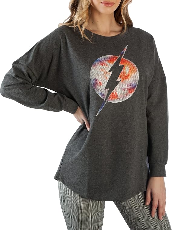 Flash Threadpixel Drop Shoulder Long Sleeve Women's Pullover Sweatshirt Large