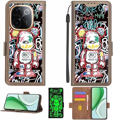 Case Compatible for iQOO Z9s Pro 5G Phone Case Flip Cover [with Tempered Glass Screen Protector][RFID Blocking][Luminous Effect] LPT-MXX