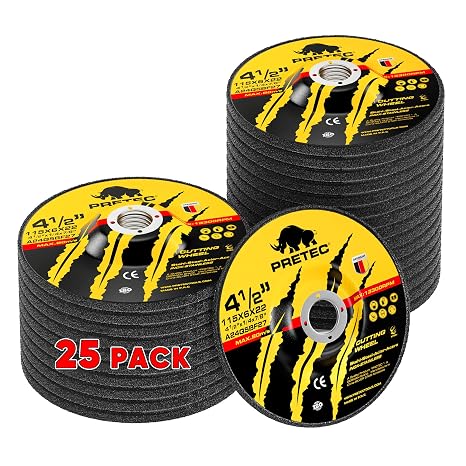 25 Pack Grinding Wheels 4-1/2 Inch for Angle Grinder, Metal Grinding Discs | Aluminum Oxide Grinder Wheel, 1/4" Thick, 7/8" Arbor, Depressed Center 4.5 Grinding Wheel for Metal & Stainless Steel