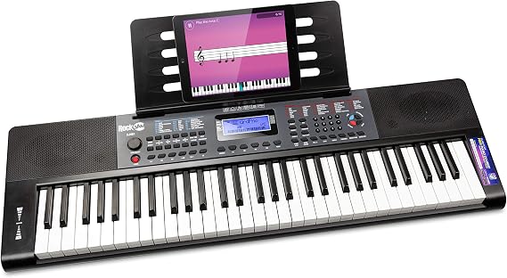 RockJam RJ461 61 Key Keyboard Piano with Pitch Bend for Beginners | Beginner electric keyboard piano with pitch bend, power supply, note stickers and Simply Piano lessons for all ages