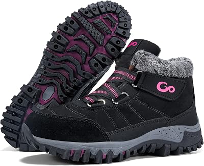 Ablanczoom Winter Snow Boots for Women Keep Warm Fur Lined Combat Boot Non-Slip Suede Ankle Booties Outdoor Hiking Shoes