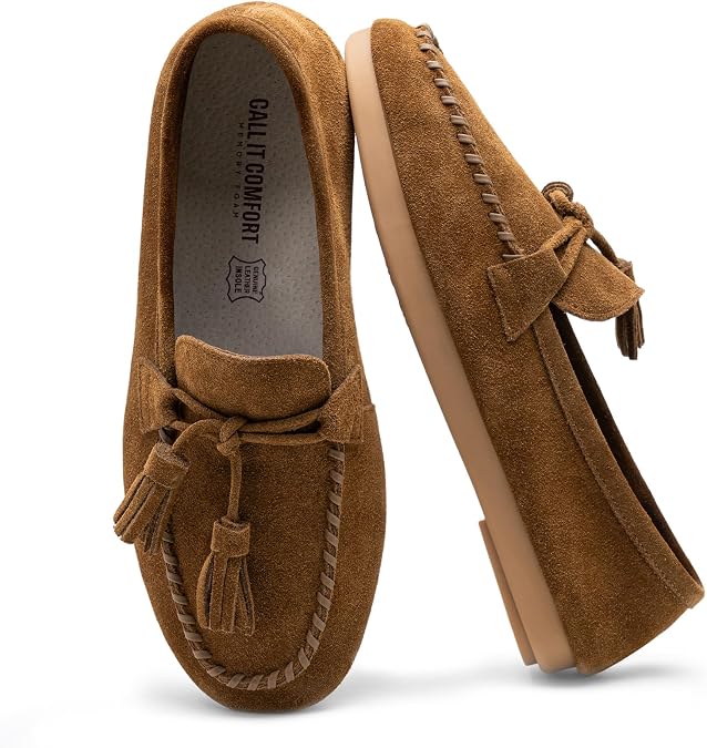 100% Genuine Leather Loafers for Women Comfortable Business Casual Office Work Slip On Flats Lightweight Dressy Moccasins Indoor Outdoor Shoes