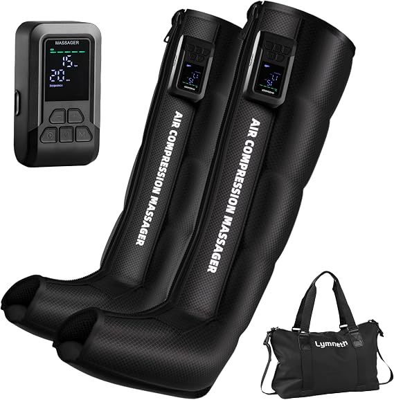 Cordless Full Leg Massager for Circulation and Pain Relief, Recovery Boots | Professional Air Compression Boots, Foot and Leg Sequential Compression Therapy Machine, Pair, L