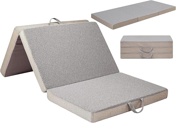 Gwydre Tri-fold 190 * 90 * 10 Single Memory Foam Mattress | Foldable | Memory Foam | Mattress in a Box | Washable Removable Cover | Pressure Relief | for Travel ,Camping ,Yoga