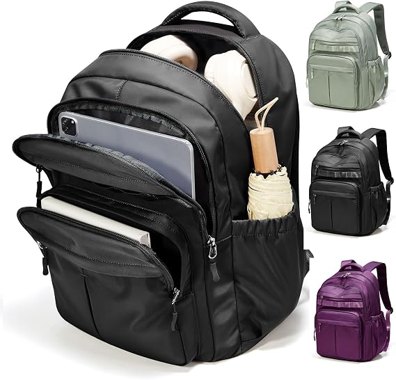 BJLFS Black School Backpack for Women Men, Lightweight College Backpack with Lots of Pockets, Cute High School Bookbag for Teens Boys Girls, Aesthetic Casual Daypack Mochilas Escolares