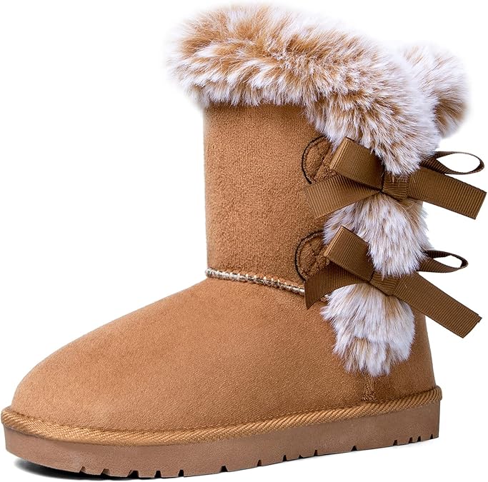 WFL Women Snow Boots Classic Mid-calf Fur Lining Fashion Winter Boots