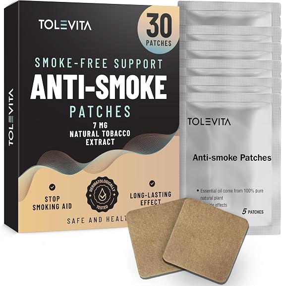 TOLEVITA Anti- Smoke Herbal Patches Beige 7 mg | Quit Smoking Patches to Help Reduce Cravings | Herbal Stop Smoking Aid for a Healthier Lifestyle - 30 Patches