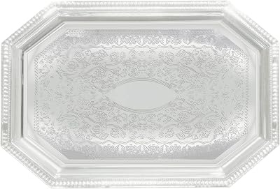 Winco Octagonal Tray, 14 by 20-Inch, Chrome