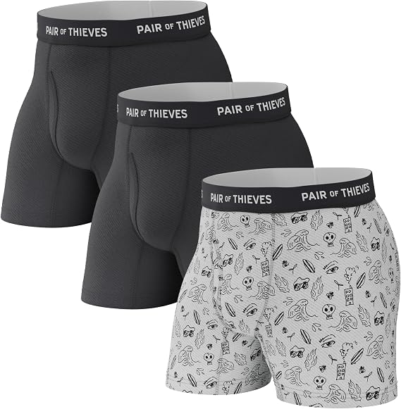 Pair of Thieves Mens Cooling Boxer Briefs (3-Pack), Comfortable Breathable Underwear for Men