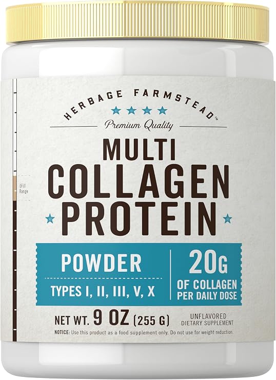 Carlyle Multi Collagen Peptides Powder | Type I, II, III, V, X | For Women and Men | Unflavored | 9 oz (25 Servings) | Non-GMO & Gluten Free | by Herbage Farmstead