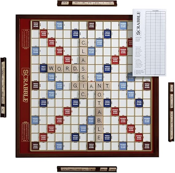 WS Game Company Scrabble Giant Deluxe Edition Rotating Wooden Board Game