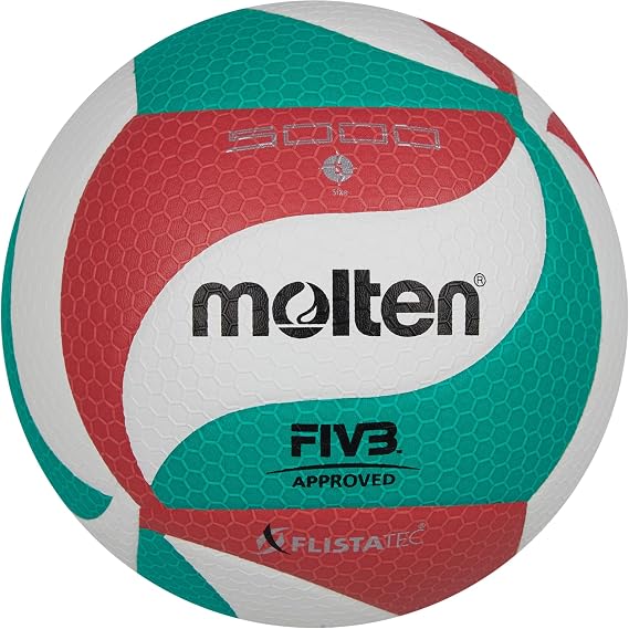 Molten 5000 - Official FIVB Approved FLISTATEC Technology Volleyball- WhiteRedGreen, Size 5
