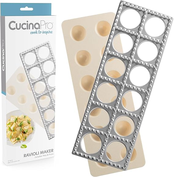 CucinaPro Ravioli Maker, Tray & Press Tool for 12 Authentic Ravioli at Once | XL 1 3/4 Inch Squares, Easy to Use Pasta Maker Kit, Durable Sturdy Construction & Great Gift, Easy Homemade Italian Cooking