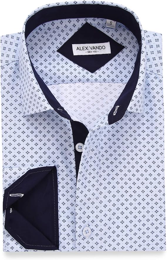 Alex Vando Mens Printed Dress Shirts Regular Fit Casual Button Down Shirt