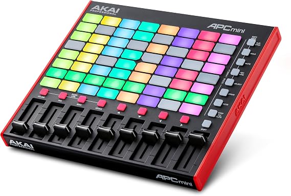 Akai Professional APC Mini MK2 USB MIDI Pad Controller | 64 RGB Pads, 9 Faders, Drum and Note Mode, 1:1 Mapping for Ableton Live, for Live Performance and Music Production