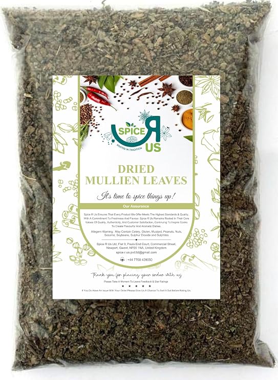 Mullein Dried Leaves | Leaf Herb Dried Cut Leaves Herbal Tea Premium Quality By Spice R Us 25g-1900g (90g)