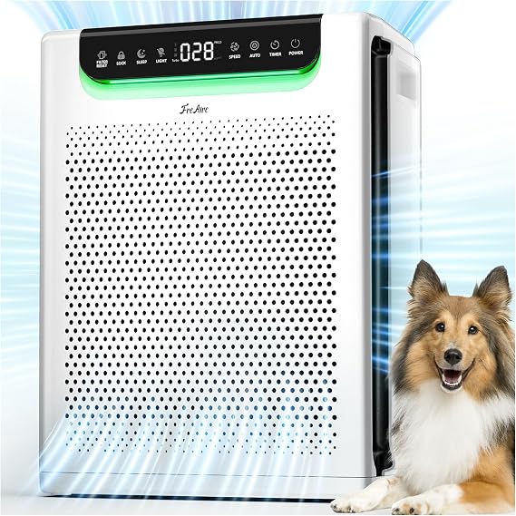 Air Purifiers for Home Large Room, Cover Up to 2600 Ft2 with Washable Filters, Powerful Turbo Mode, PM2.5 Air Quality Display, 22dB Sleep Mode, Air Cleaner for Pets Hair, Smoke, Odors, HAP607, White