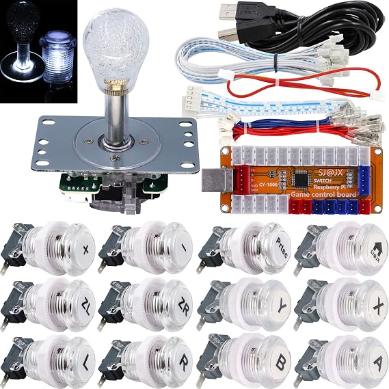 SJ@JX Arcade Game LED Controller Lamp USB Encoder Gamepad Microswitch Light Button 8way LED Joystick for Nintendo Switch PC PS3 Retropie Raspberry Pi MAME