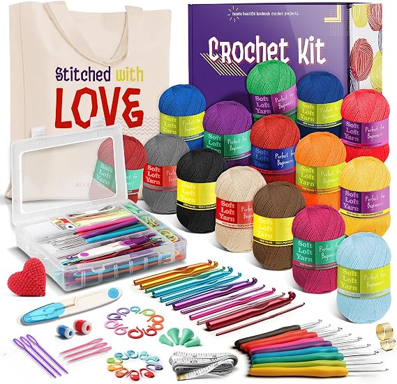 Hearth & Harbor Crochet Kit with Crochet Hooks Yarn Set (Large (73 Pieces))