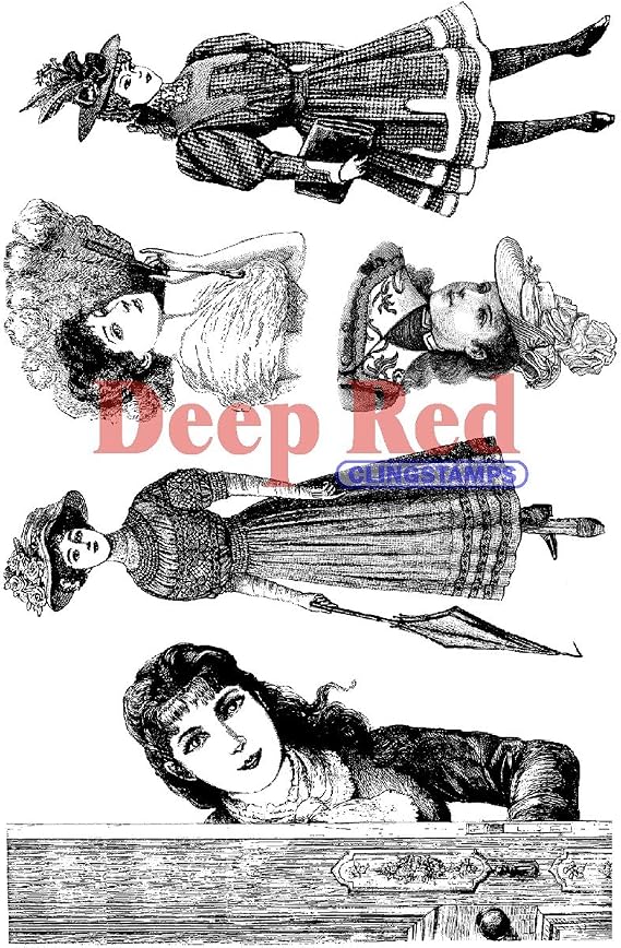 Victorian Ladies Rubber Cling Stamp Set