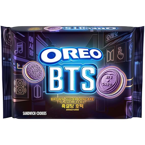 OREO BTS Sandwich Cookies, Limited Edition, 10.68 oz. | Brown Sugar Pancake Flavor Creme, Purple Wafer Cookies, 13 unique BTS-selected Designs