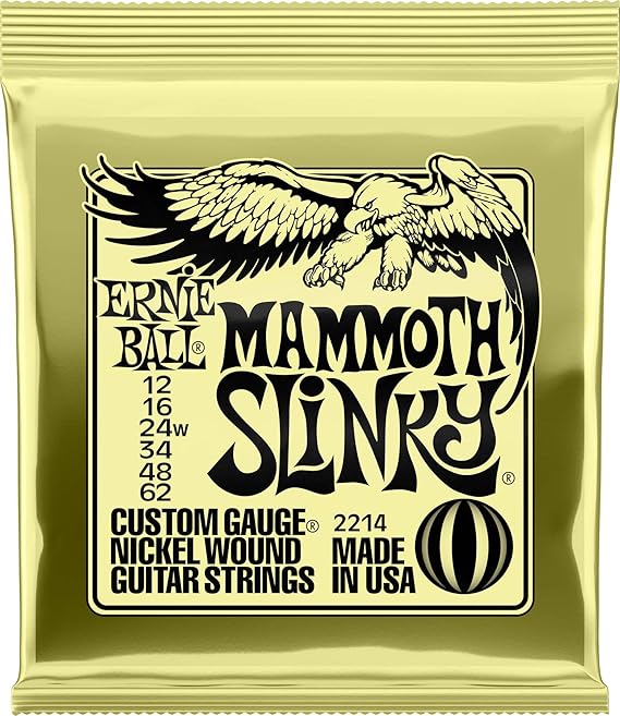 Ernie Ball Mammoth Slinky Nickel Wound Electric Guitar Strings, 12-62 Gauge (P02214)
