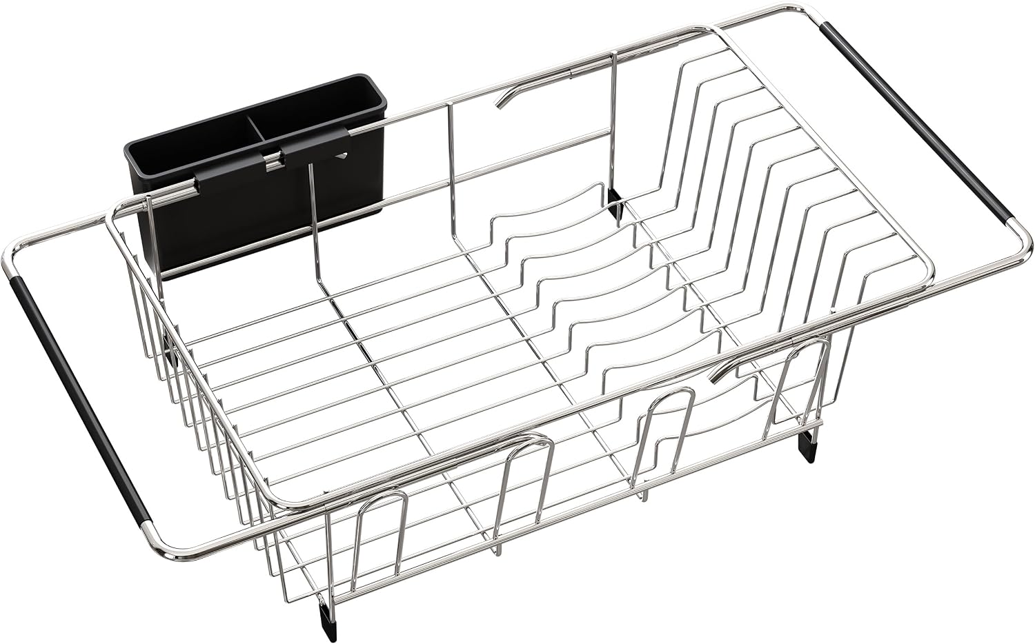 JASIWAY Telescopic Sink Dish, Over the Sink, Dish Drying Rack, Drainage Rack, Anti-Tear, Storage, Dish Drainer, 15.5 x 10.4 x 4.7 inches 39.3 x 26.4 x 11.9 cm, Silver