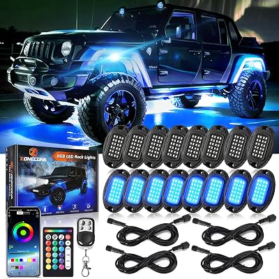16Pods Metal RGB Rock Lights Kit4PCS 47 inch 4-Pin RGB Rock Lights Extension Wire Cable Cord