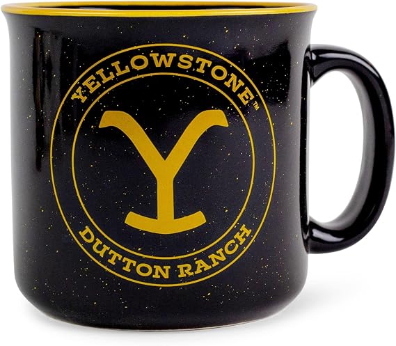 Silver Buffalo Yellowstone Dutton Ranch Ceramic Camper Mug | BPA-Free Coffee Cup For Espresso, Tea | Holds 20 Ounces