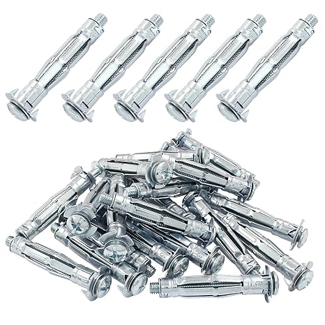 20 Pcs M6 x 52mm Bolt, Hollow Drive Wall Anchor Screw | Heavy Duty, Zinc Plated Steel Bolt, Anchor Screw Molly Bolts, For Plaster Walls Tiles Drywall