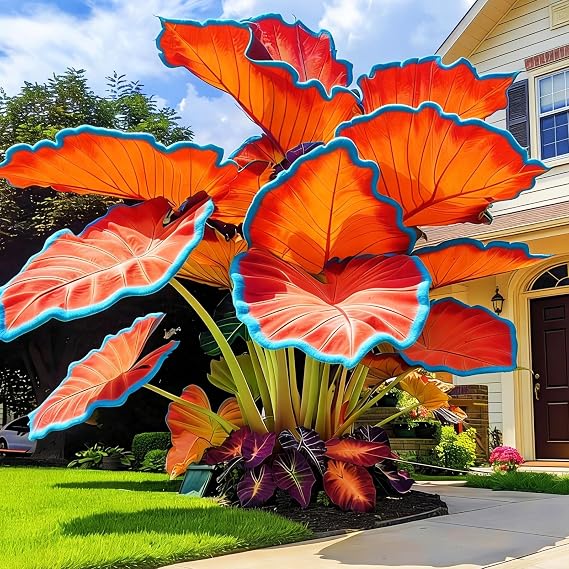 Elephant Ear Bulbs for Planting - Hardy Perennial, Stunning Display, Mixed Color, Natural Organic, Balcony Garden outdoors-2bulbs-A