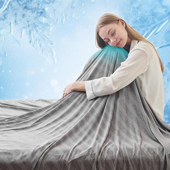 EMME Cooling Blankets for Hot Sleepers, Summer Blanket Twin 60"x80" for Bed, Thin Lightweight Throw Blanket for Couch, Double-Sided Keep Body Cool, Grey Cold Sheet Night Sweats