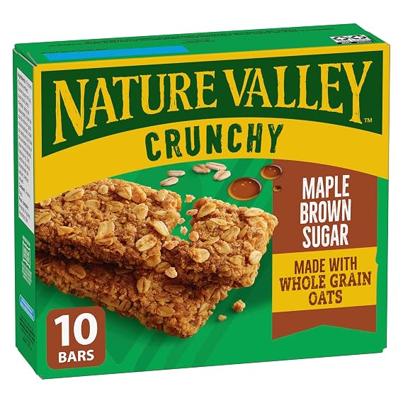 NATURE VALLEY Crunchy Maple Brown Sugar Granola Bars, 10 Count, 210g/7.4 oz., {Imported from Canada}