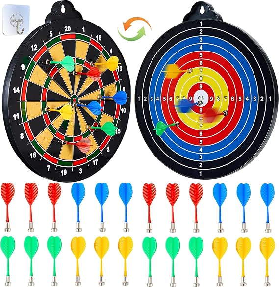2IN1 Double-Sided Magnetic Dart Board for Kids and Adult.with 24 Magnetic Dart,Safe Dart Game Set for 3-12 Year Old,Fun Family Game Friends Gifts