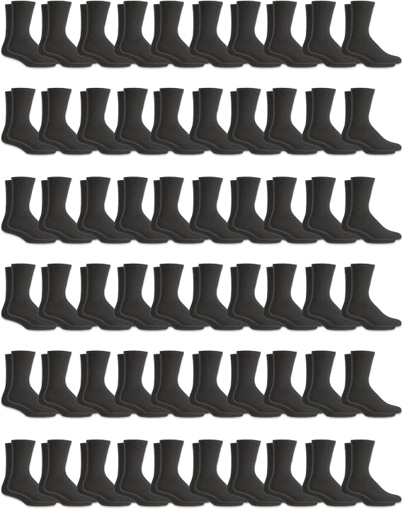 SOCKS'NBULK 60 Pairs Wholesale Bulk Sport Cotton Women's Crew, Ankle, Tube Socks, Sock Size 9-11