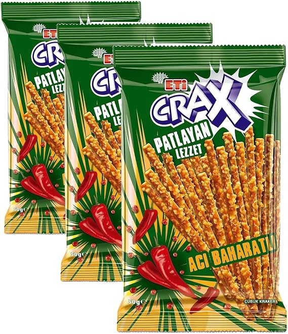 Eti Crax Patlayan Lezzet Acı Baharatlı Çubuk 50 g 3lü paket