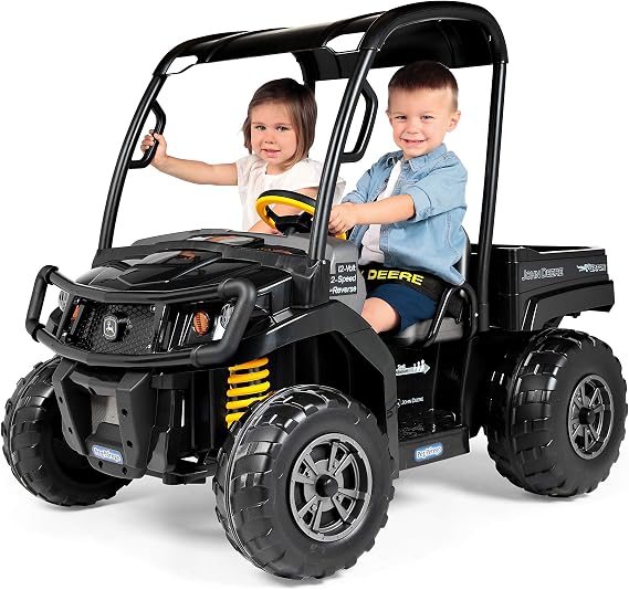 Peg Perego John Deere Gator XUV Midnight Black Extra Large 12 Volt Ride-On, Durable Design for Kids 3-8
