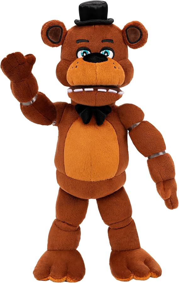 Jazwares Five Nights at Freddys 14 Poseable Sound Classic Freddy Plush - 4 Sounds, and Glow-in-The-Dark Eyes - Ages 8+