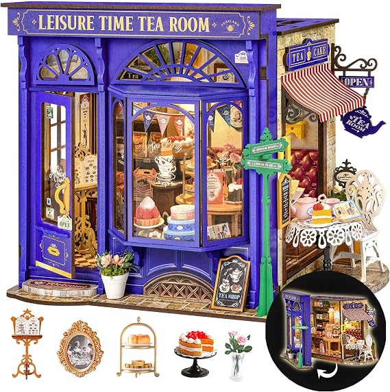 Rolife Tea Room DIY Miniature Dollhouse Kit Creative Gift for Adults