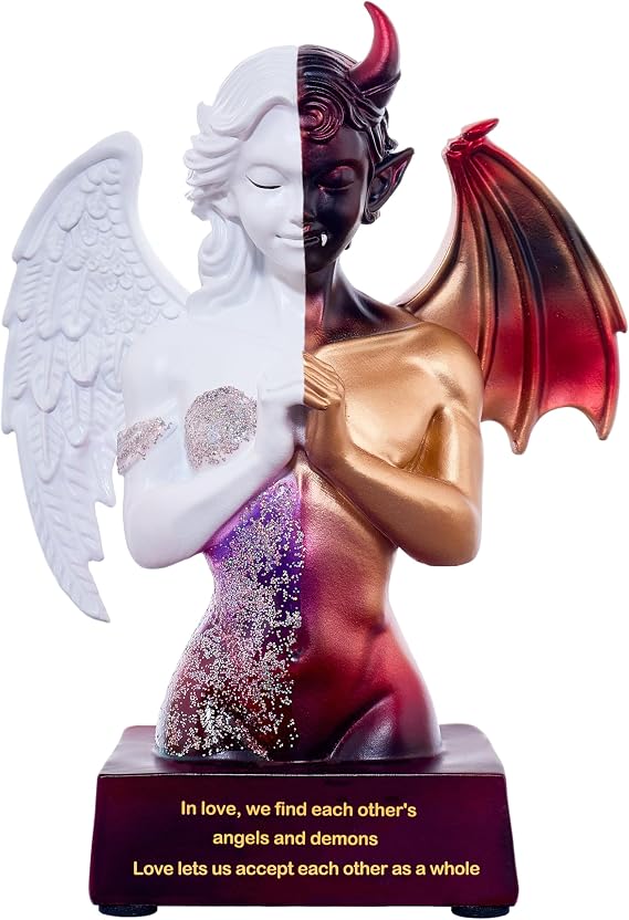 Angel Devil Statue, Half Angel Half Demon Figurine, Gothic Decor