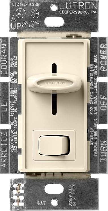 Lutron SFSQ-LF-AL Skylark 3-Speed Fan and Light Control, Almond