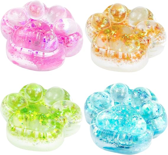 4pcs Taba Squishy Paw,Cat Paw Squishy Toys Cute Kawaii Squishies Sensory Toys Soft Fidget Toys for Stress Relief Party Favors Soft Fidget Toys for Easter Gifts