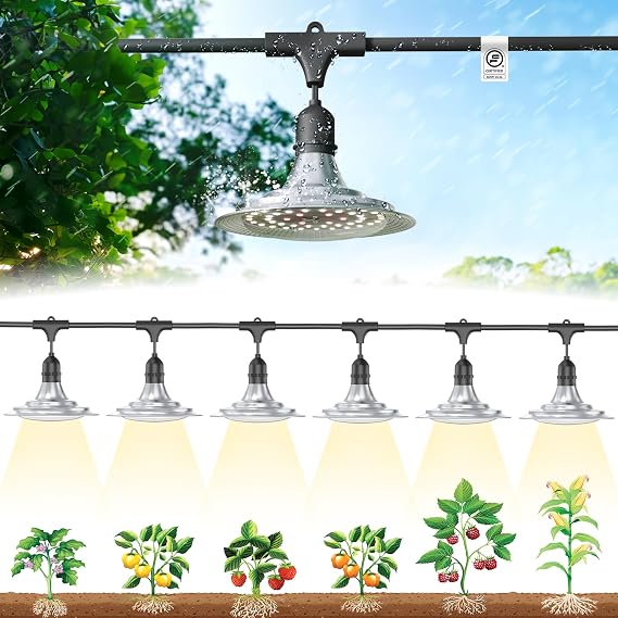 Grow Lights for Greenhouses Full Spectrum Grow Lights for Outdoor Plants Waterproof String IP44 Outdoor Grow Light String