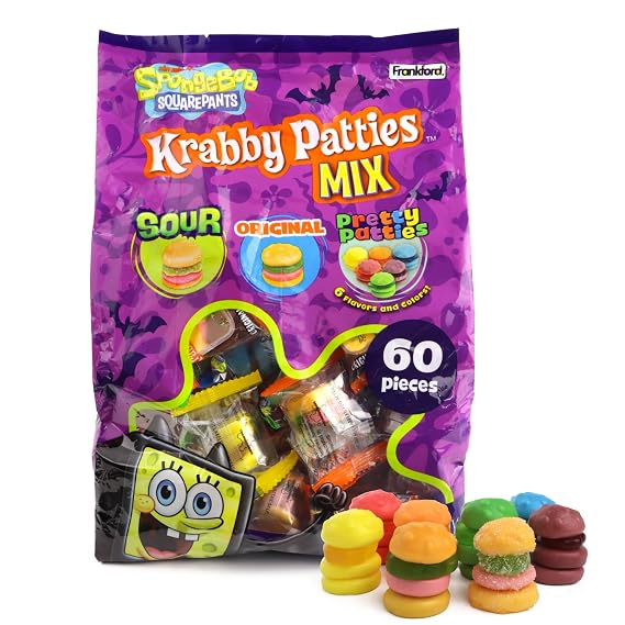 Frankford SpongeBob SquarePants Assorted Krabby Patties Gummy Candy, 60 Pcs
