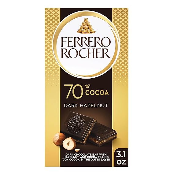 Ferrero Rocher Premium Chocolate Bar, Dark Chocolate Hazelnut, 3.1 oz