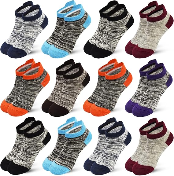 ZERULETS 12 Pairs Kids Socks, Toddler Ankle Athletic Socks 1-14 Years