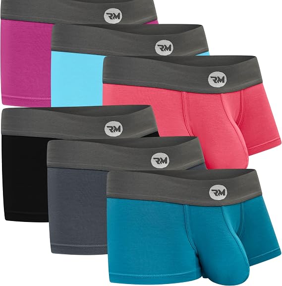 Real Men Bulge Enhancing Underwear 3in Modal 3-Pack 5XL (Black/Blue/Grey) BUNDLED WITH 3in Modal 3-Pack 5XL (Red/Purple/Sky Blue)